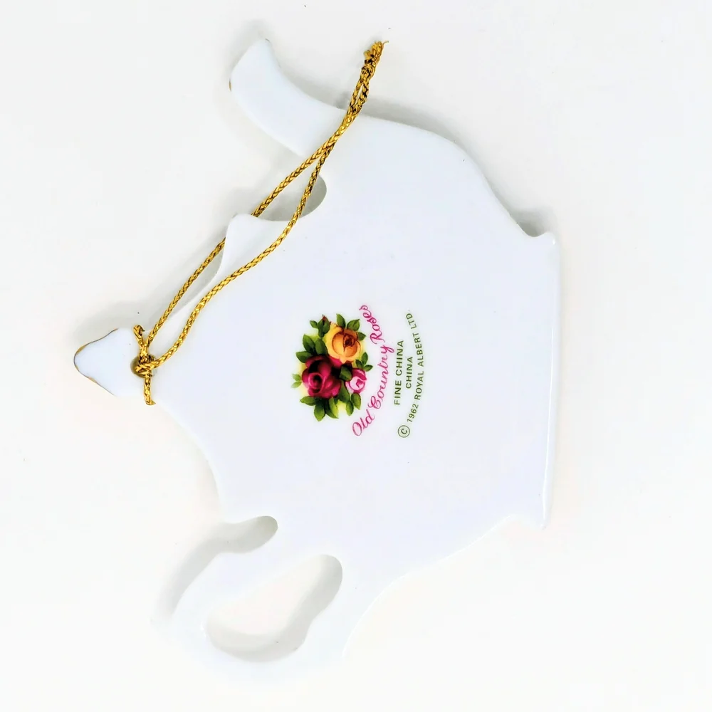 Royal Albert White and Gold Teapot Ornament with Pink Floral Design - Picture 2 of 3